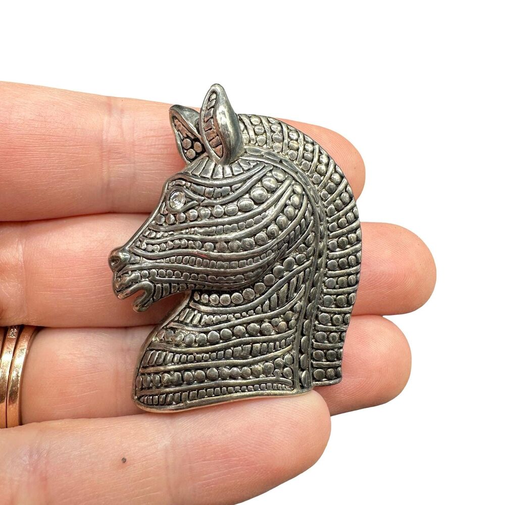 Vintage Zebra Head Brooch, Animal Jewelry